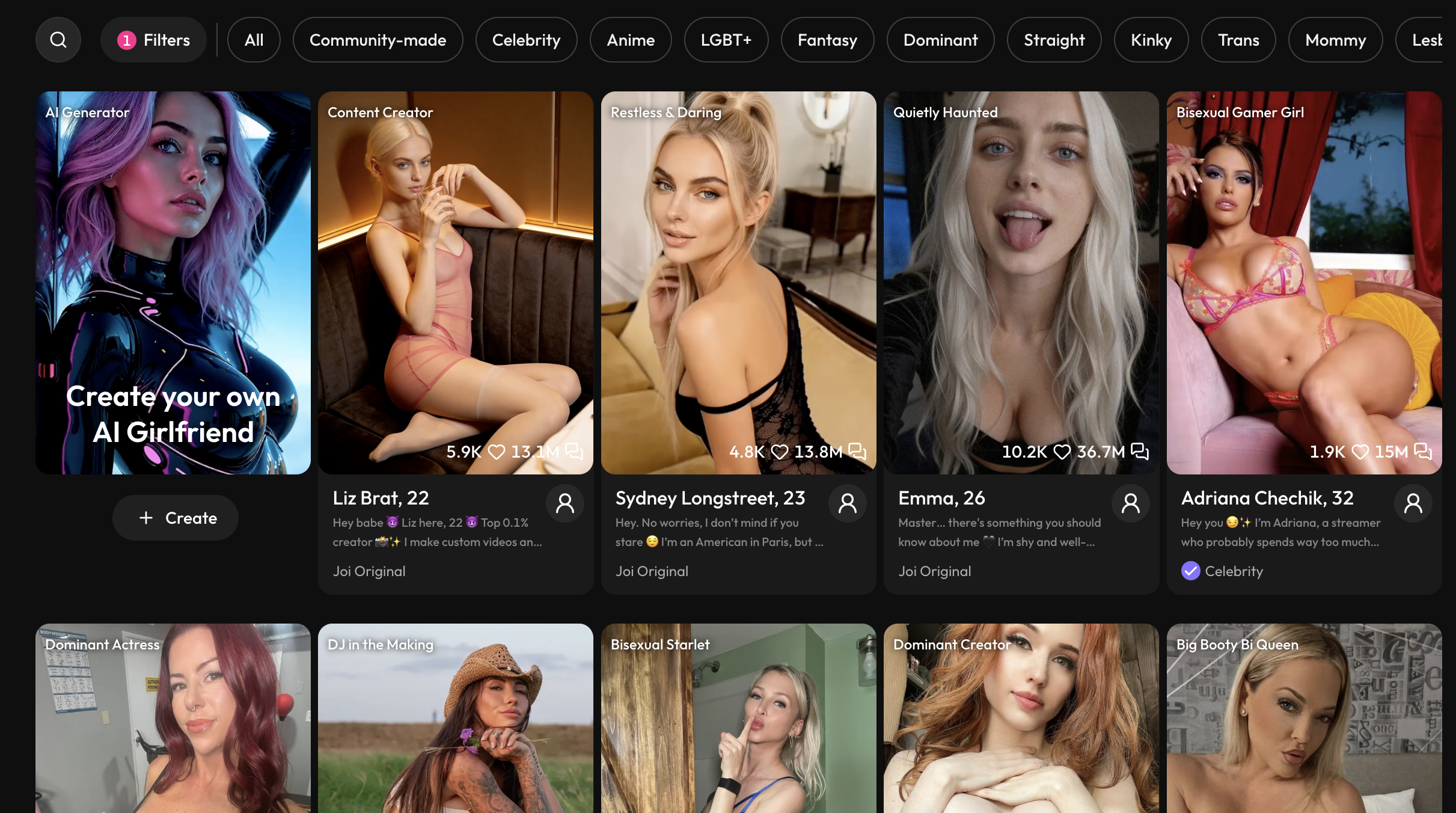 Joi AI free trial generating NSFW AI video from a text prompt